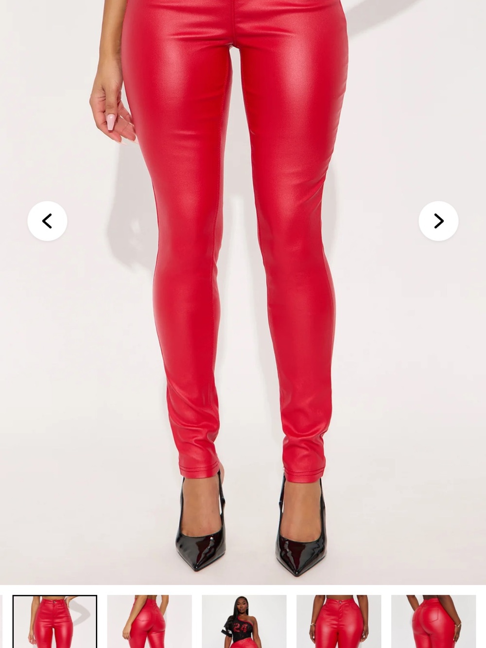 Fashion Nova Red Faux Leather Leggings